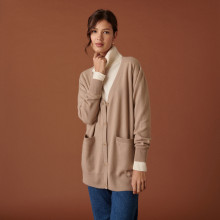 Long V-neck cashmere cardigan with slits and pockets - Aden