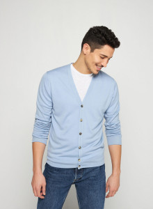 Buttoned cardigan with logo in merino wool - Etienne