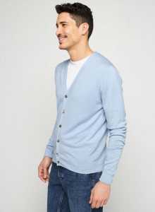 Buttoned cardigan with logo in merino wool - Etienne