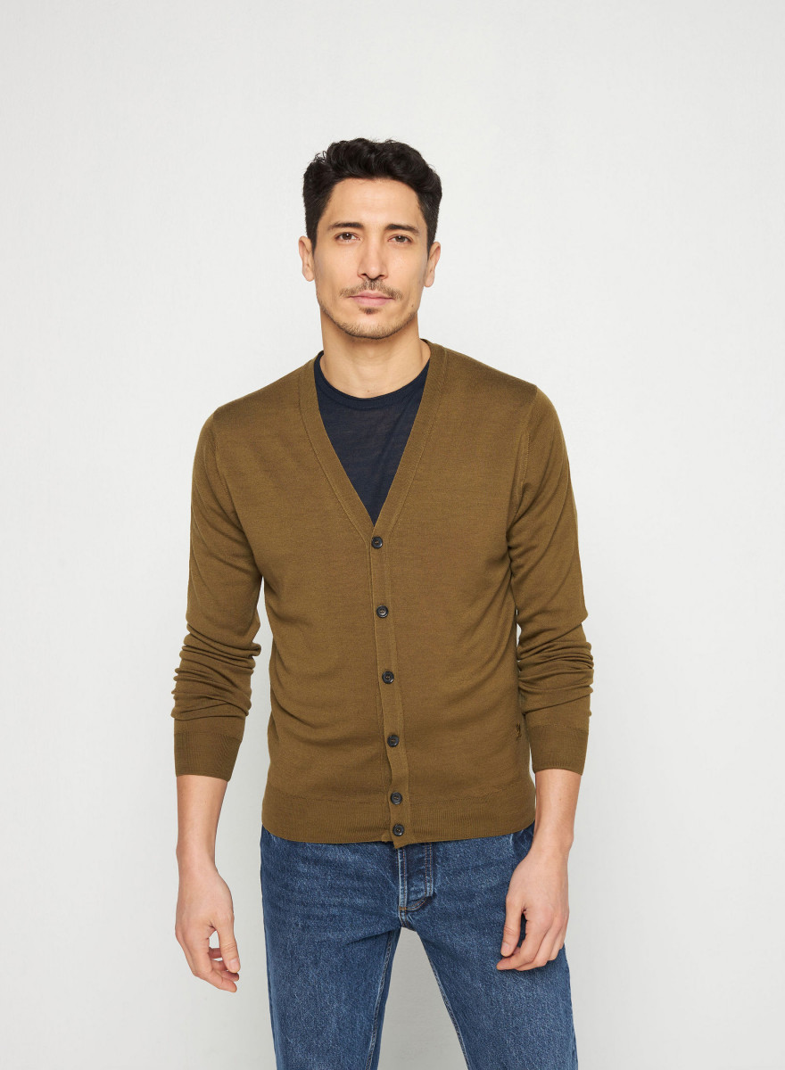 Buttoned cardigan with logo in merino wool - Etienne