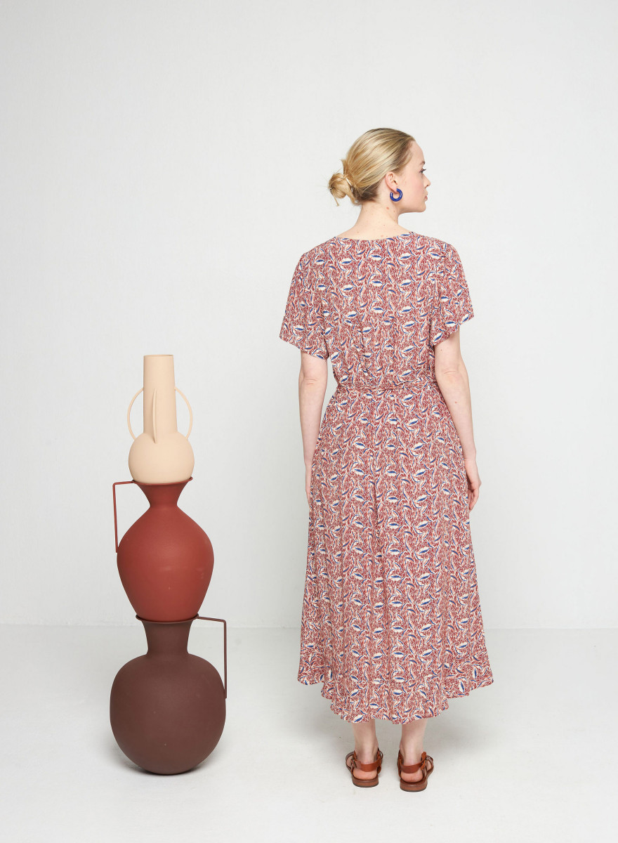 Long patterned dress in viscose warp and weft - Sefiane