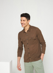 Flamed linen button-down shirt - Randy