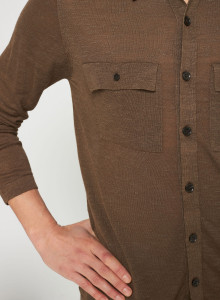 Flamed linen button-down shirt - Randy