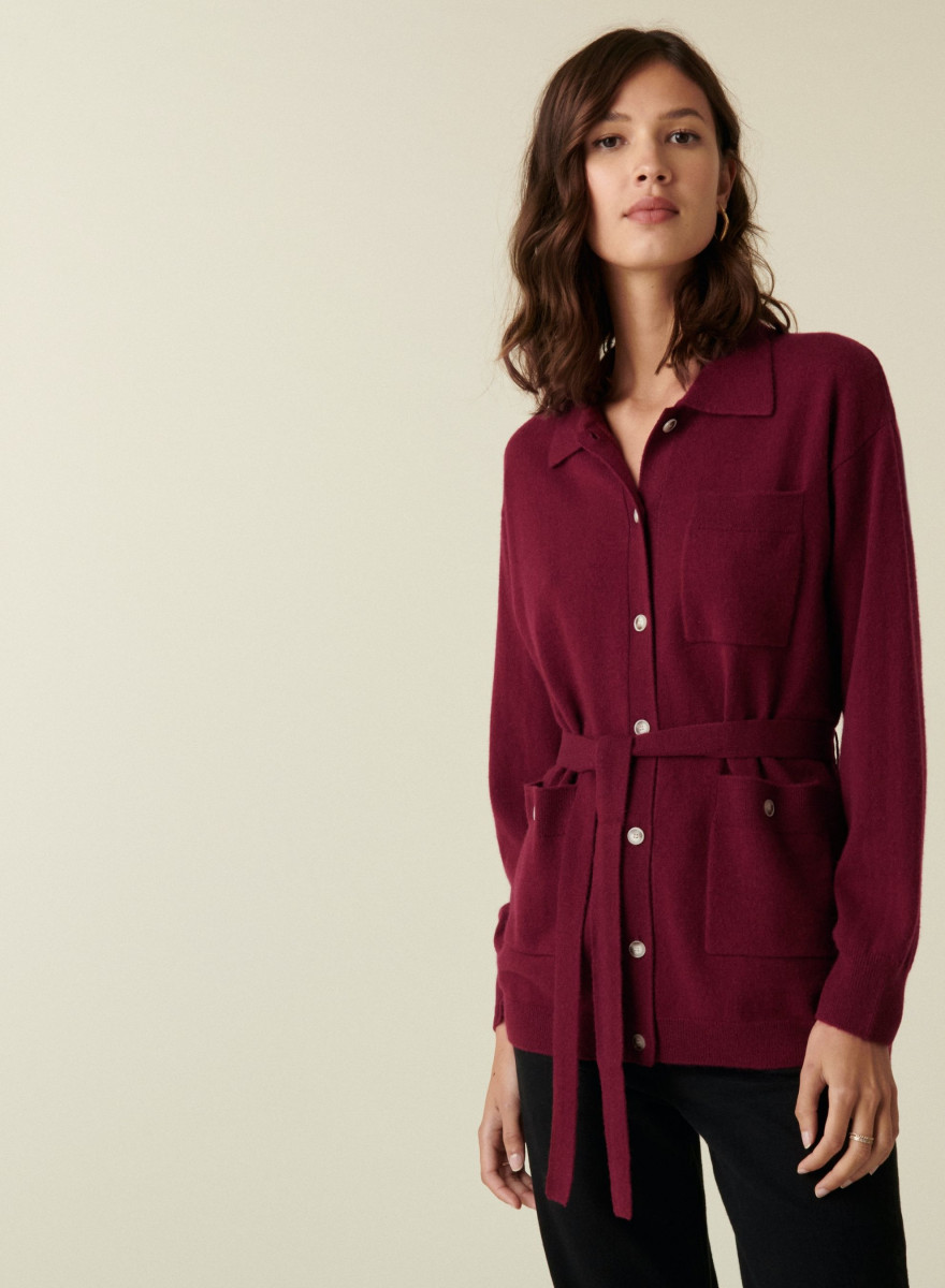 Veste boutonnée en cachemire col polo - Clemence
