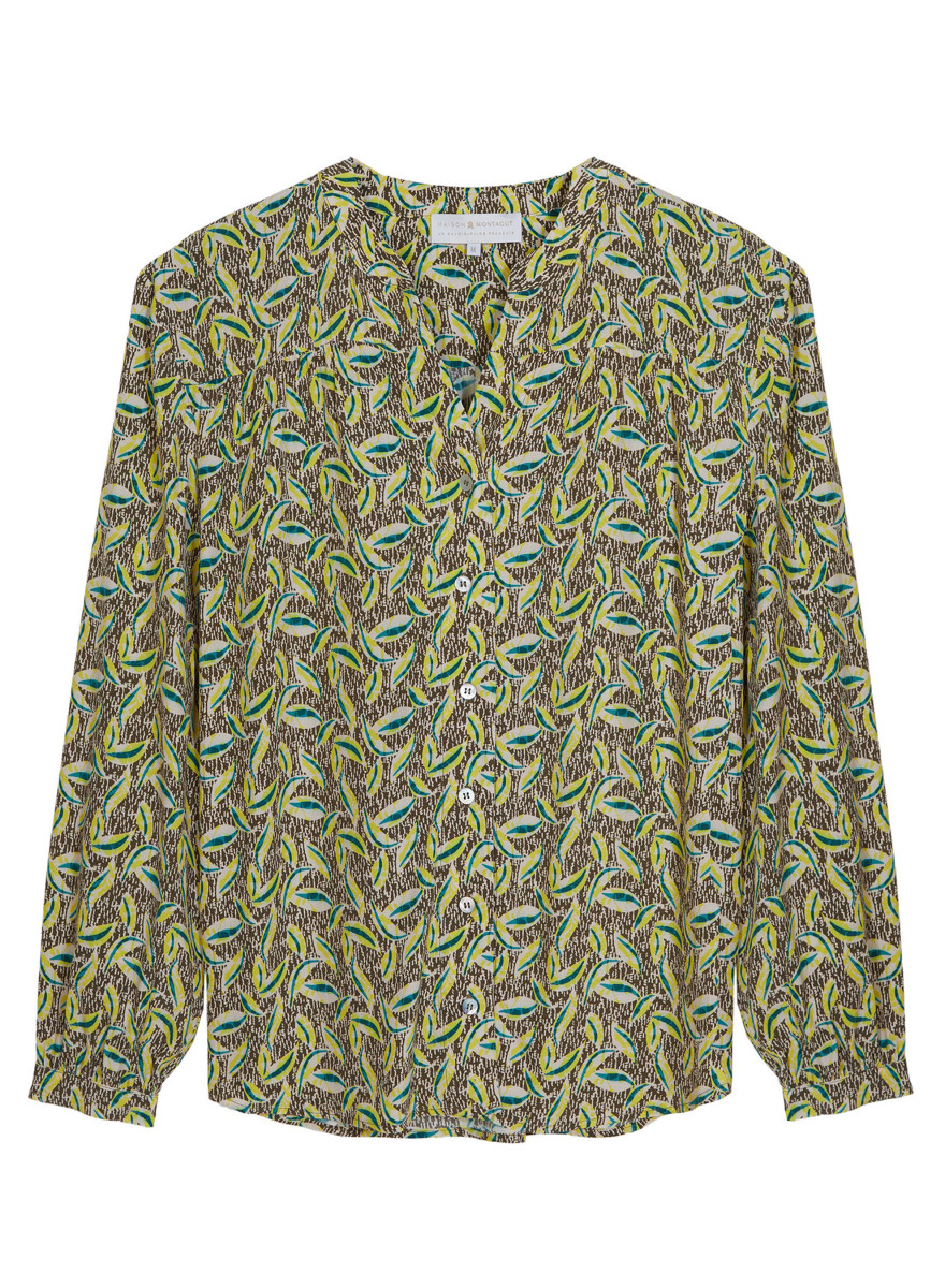Long sleeve patterned blouse in viscose warp and weft - Seina