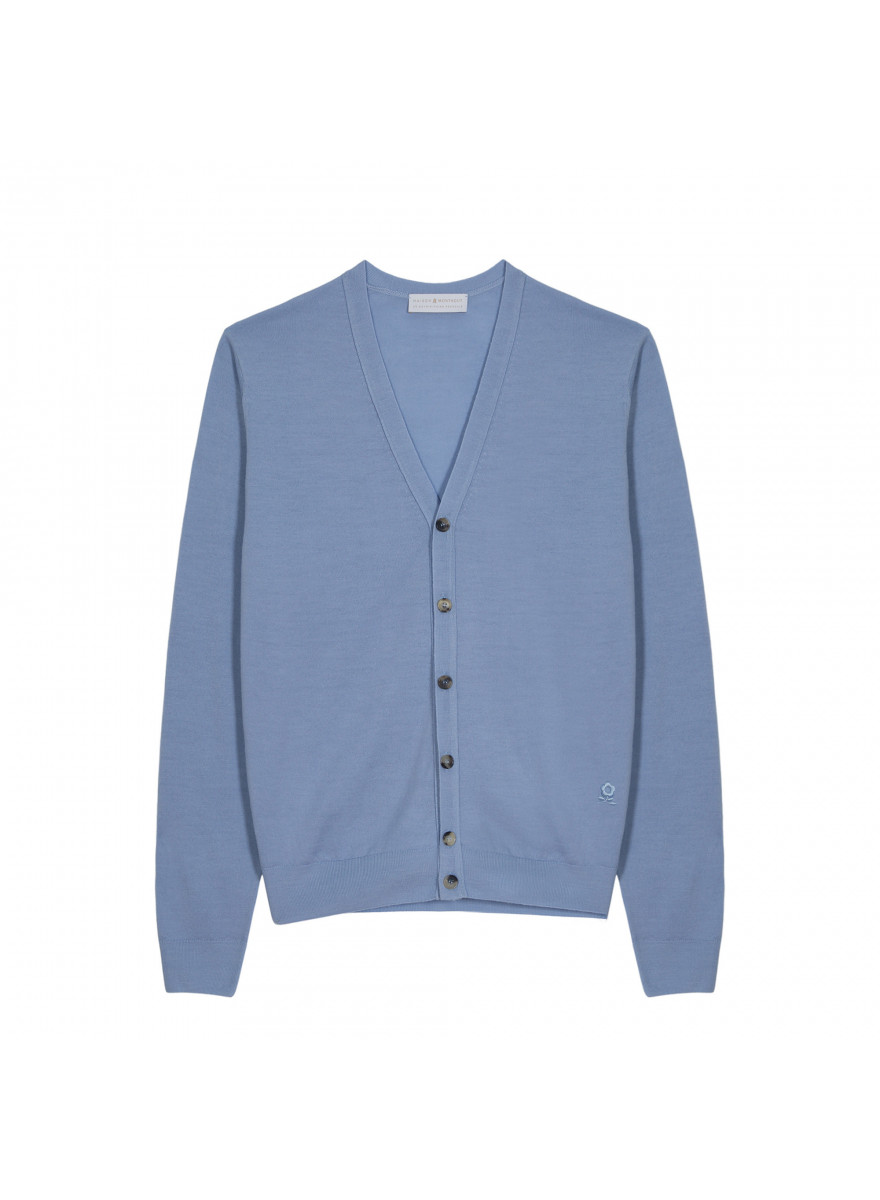 Buttoned cardigan with logo in merino wool - Etienne