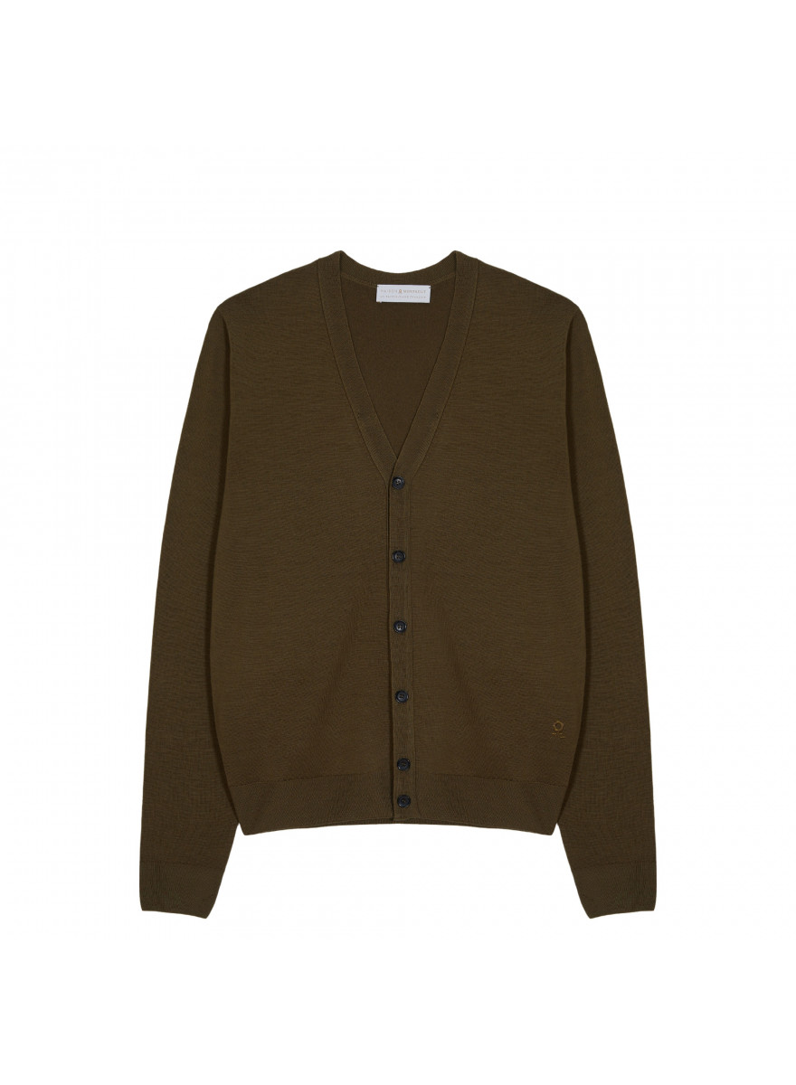 Buttoned cardigan with logo in merino wool - Etienne