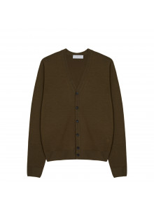 Buttoned cardigan with logo in merino wool - Etienne