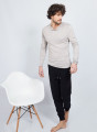 Pull col tunisien en coton cachemire - Honura 6344 rafale - 09 gris moyen