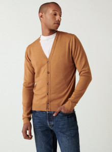 Buttoned cardigan with logo in merino wool - Etienne