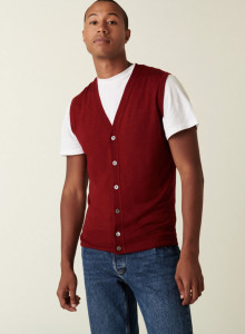 Sleeveless cardigan with logo in merino wool - Ernardo