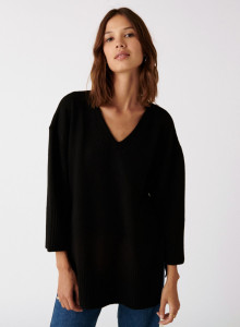 Loose slit sweater in recycled cashmere and wool - Darius