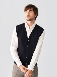 Sleeveless cardigan with logo in merino wool - Ernardo