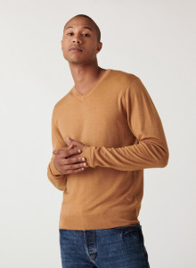 V-neck sweater with logo in merino wool - Elmo