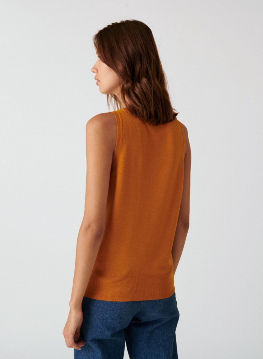 Jersey point merino wool V-neck tank top - Atta