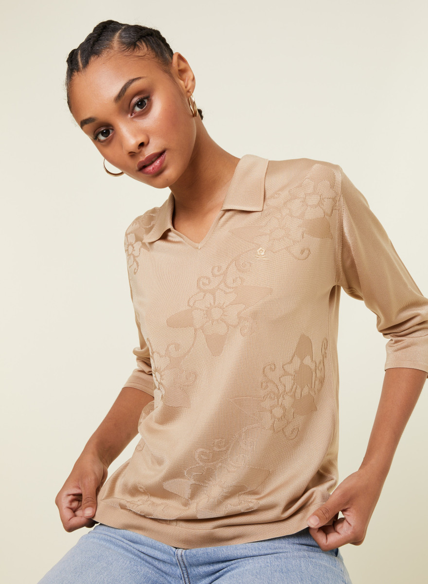 Polo Fil Lumière manches coudes à motifs - Emy