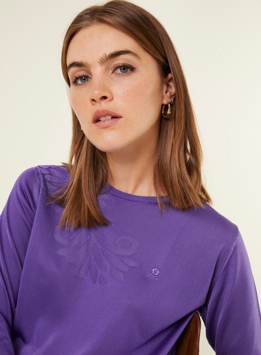 T-shirt manches coudes en Fil Lumière à motifs - Erica
