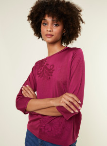 T-shirt manches coudes en Fil Lumière à motifs - Erica