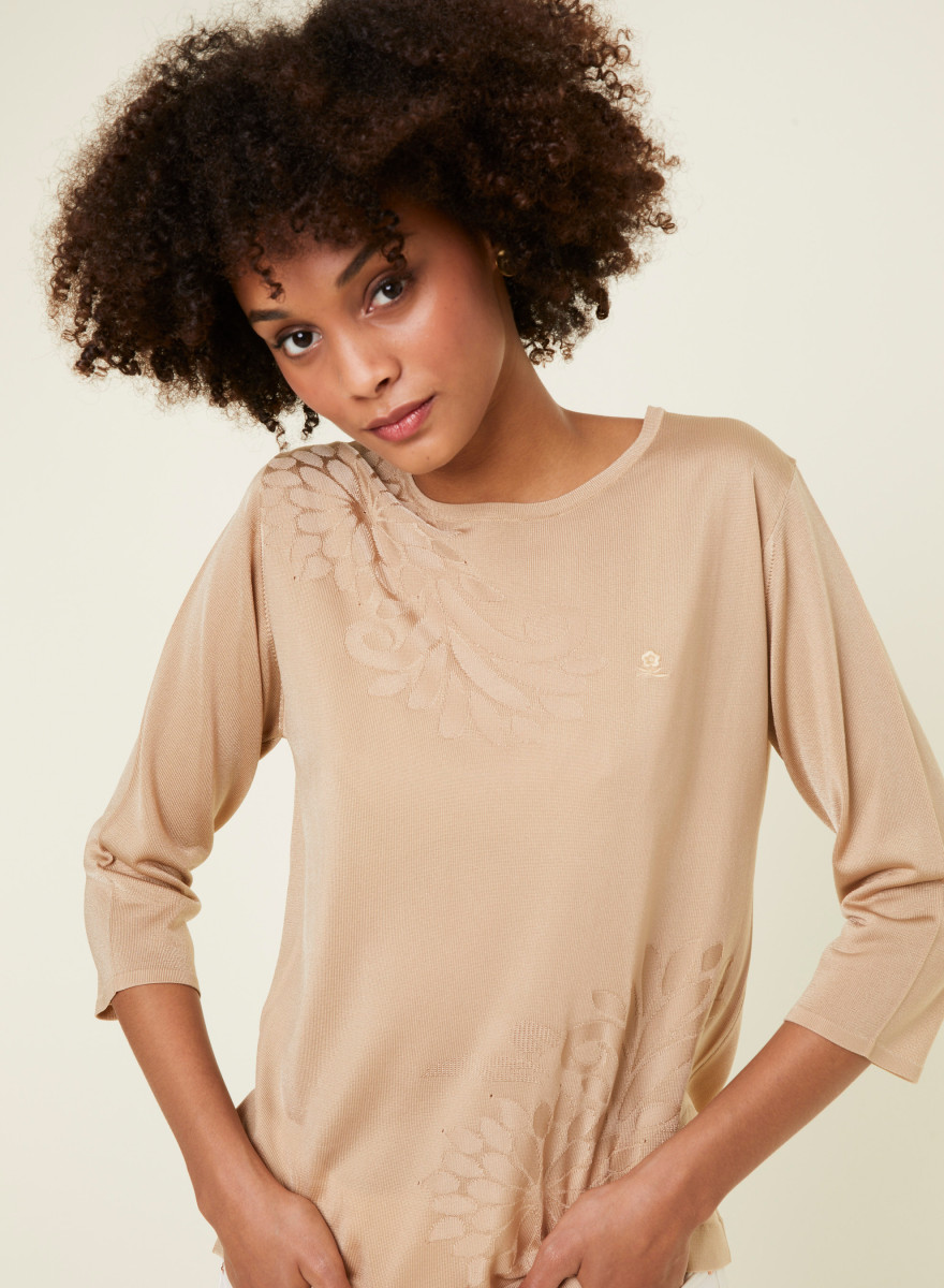 T-shirt manches coudes en Fil Lumière à motifs - Erica
