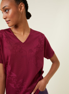 T-shirt col V Fil Lumière manches courtes à motifs - Elise