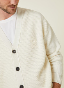Gilet ample boutoné avec logo en laine mérinos - Frederic