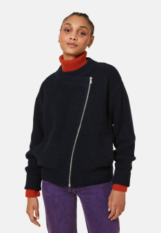 Veste zippée asymétrique en laine et cachemire - Gwenn