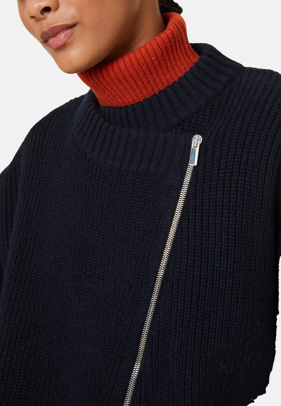Veste zippée asymétrique en laine et cachemire - Gwenn
