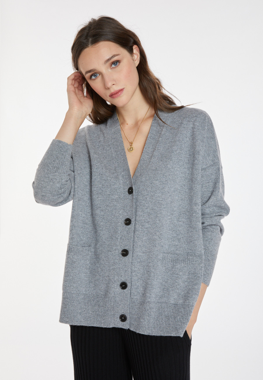 Button-down cashmere cardigan with pockets - Ariel