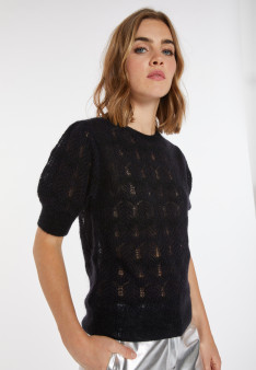 Short-sleeved mohair balloon sweater - Cosmos