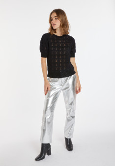 Short-sleeved mohair balloon sweater - Cosmos