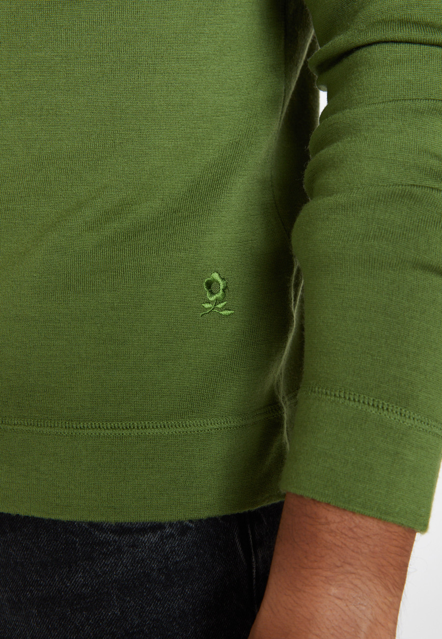 Round-neck merino wool sweater with rolled finishes - Rythme