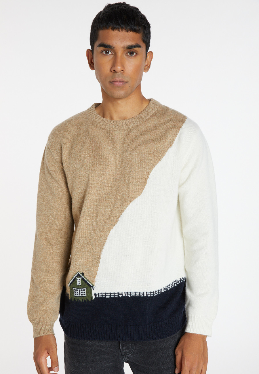 Graphic sweater in wool and cashmere - Saido