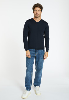 Pull col V en laine - Fox 6350 Glace - 11 gris clair