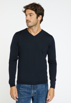 Pull col V en laine - Fox 6350 Glace - 11 gris clair