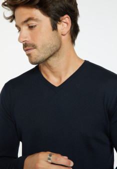 Pull col V en laine - Fox 6350 Glace - 11 gris clair