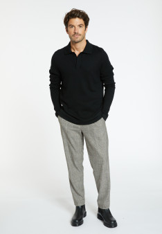 Long-sleeved polo shirt in merino wool - Sidney