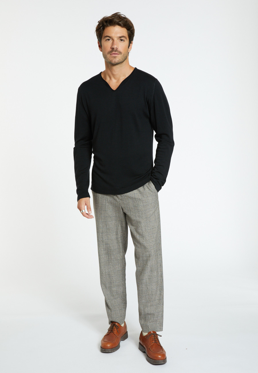 Pull col tunisien en laine - Bonno