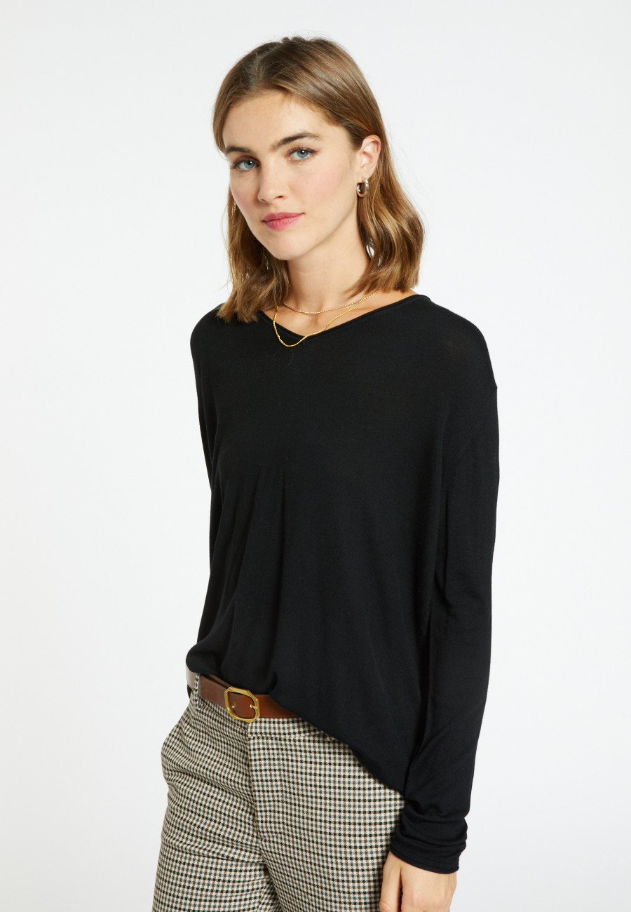 Bamboo cashmere V-neck T-shirt - Aelys