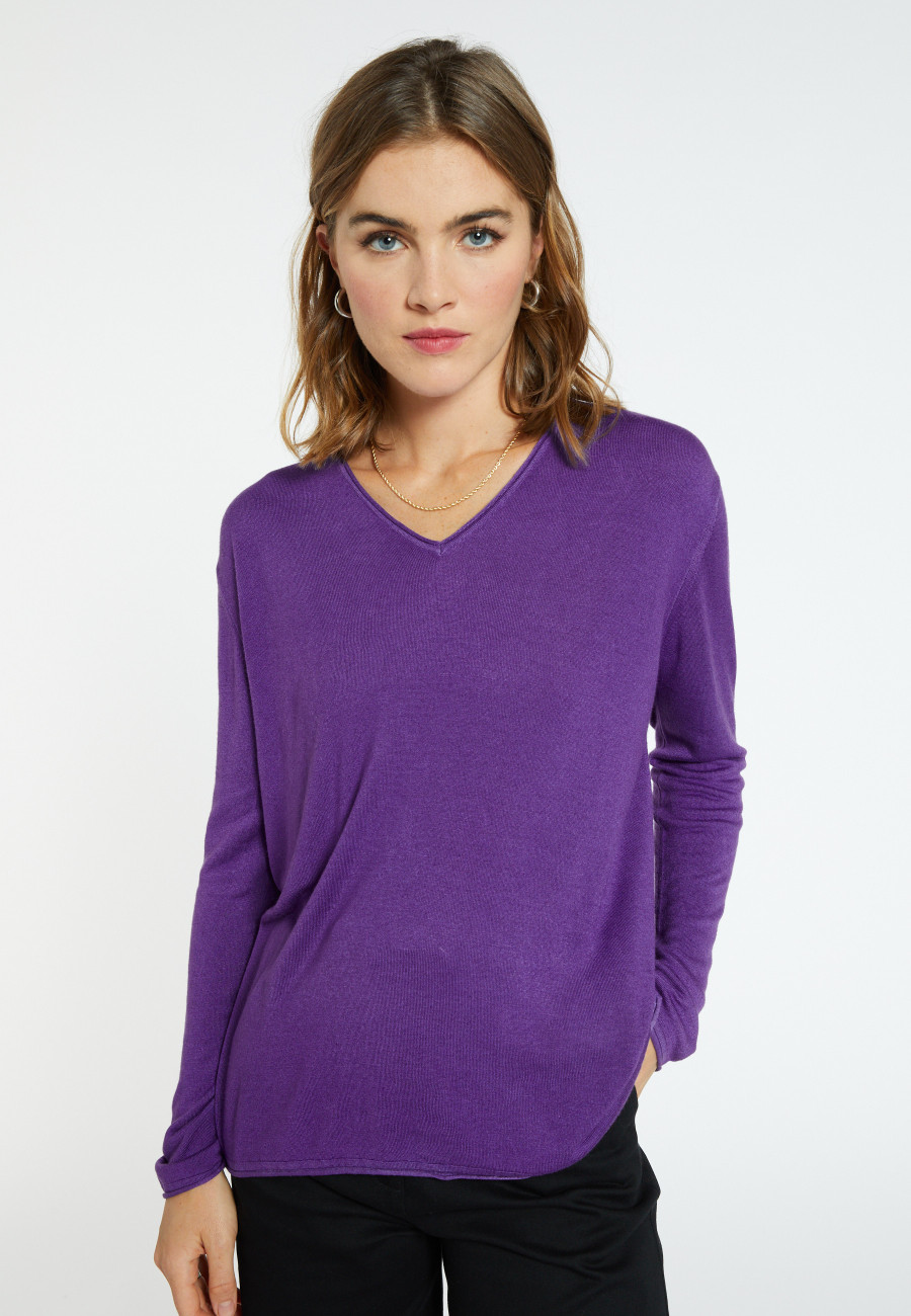 Bamboo cashmere V-neck T-shirt - Aelys