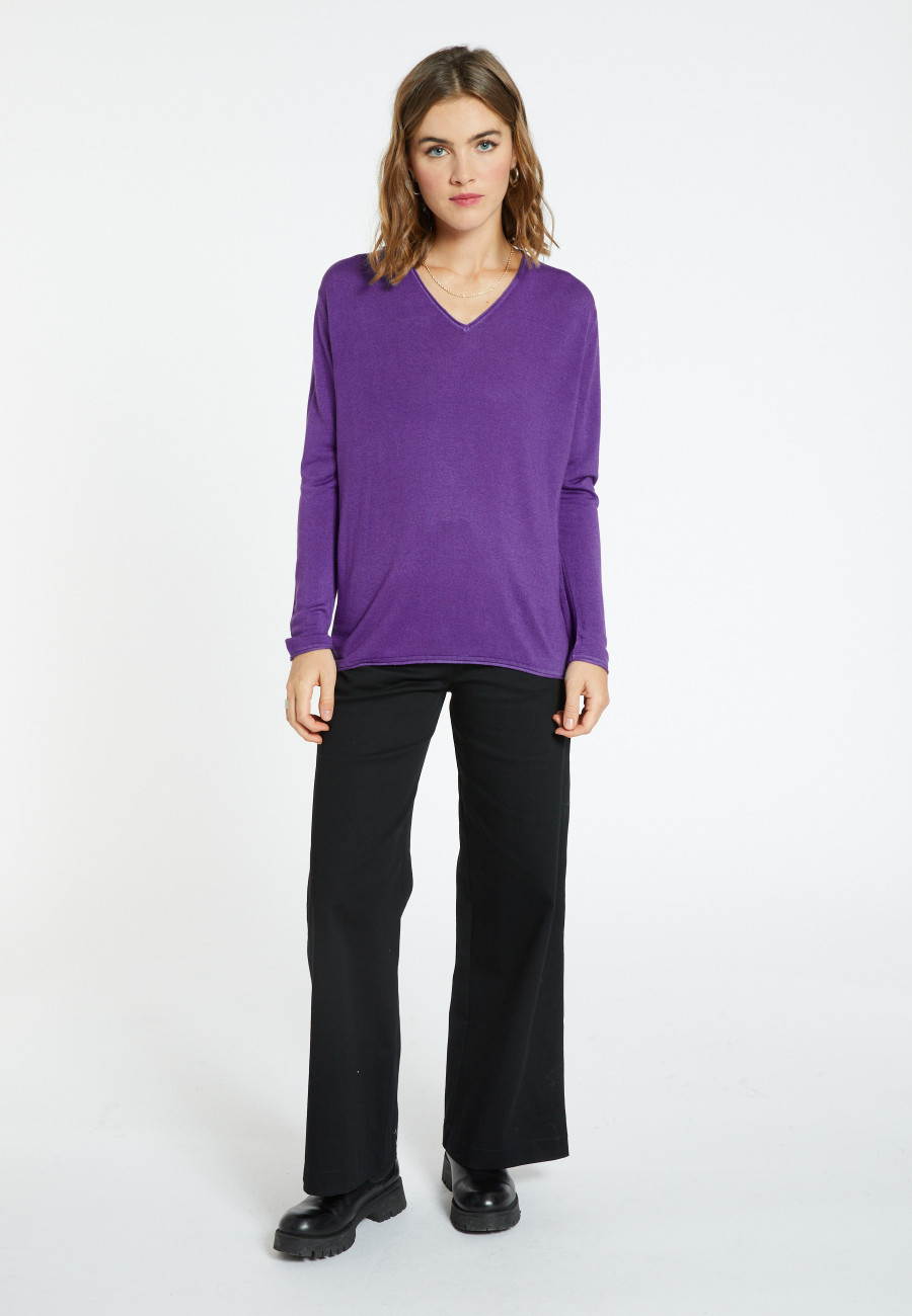 Bamboo cashmere V-neck T-shirt - Aelys