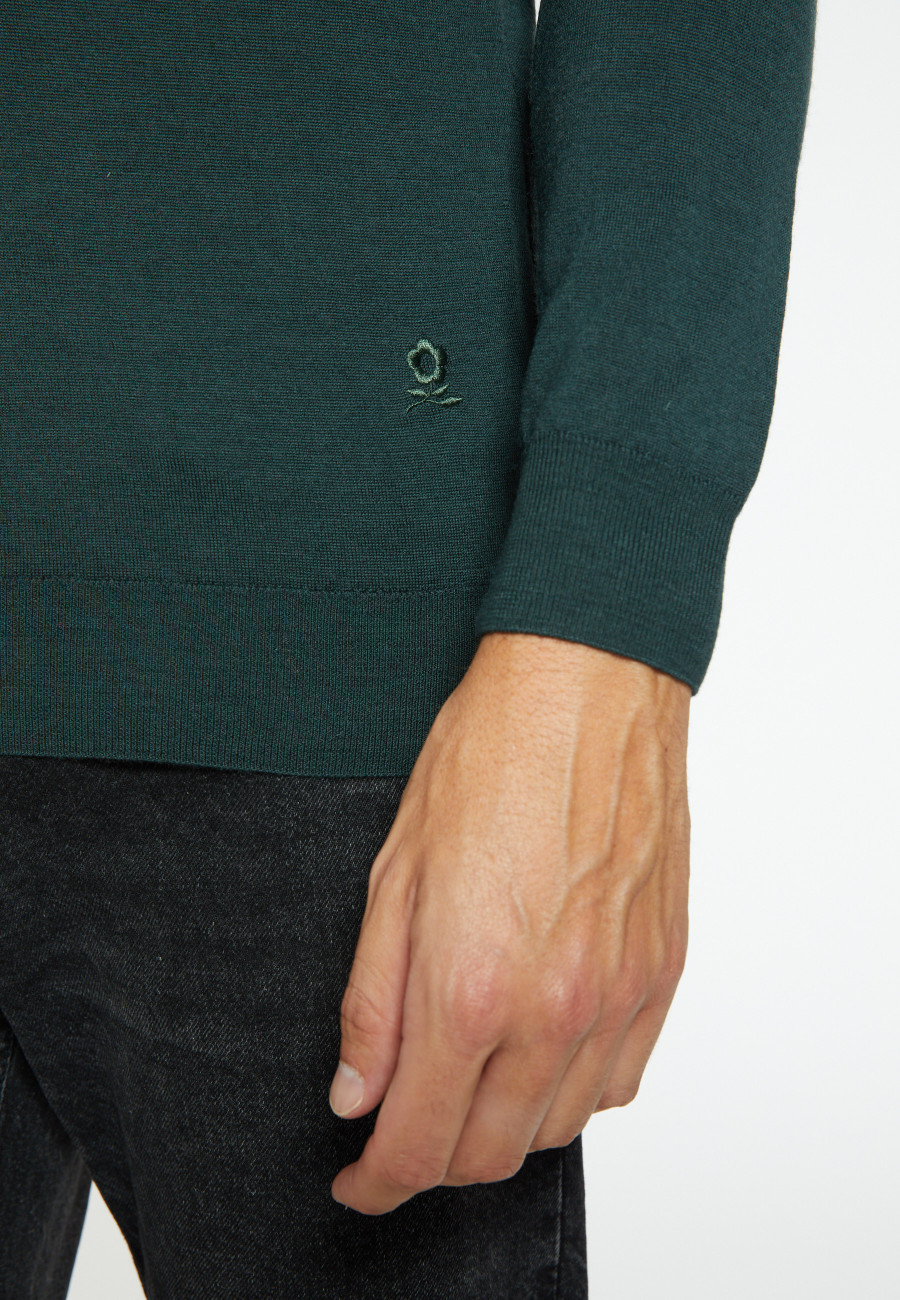 Merino wool sweater with polo collar with logo - Eni
