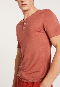 T-shirt col boutonné en lin - Leonce