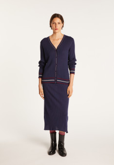Gilet en laine côtelée - Emblème 6325 navy - 05 bleu marine