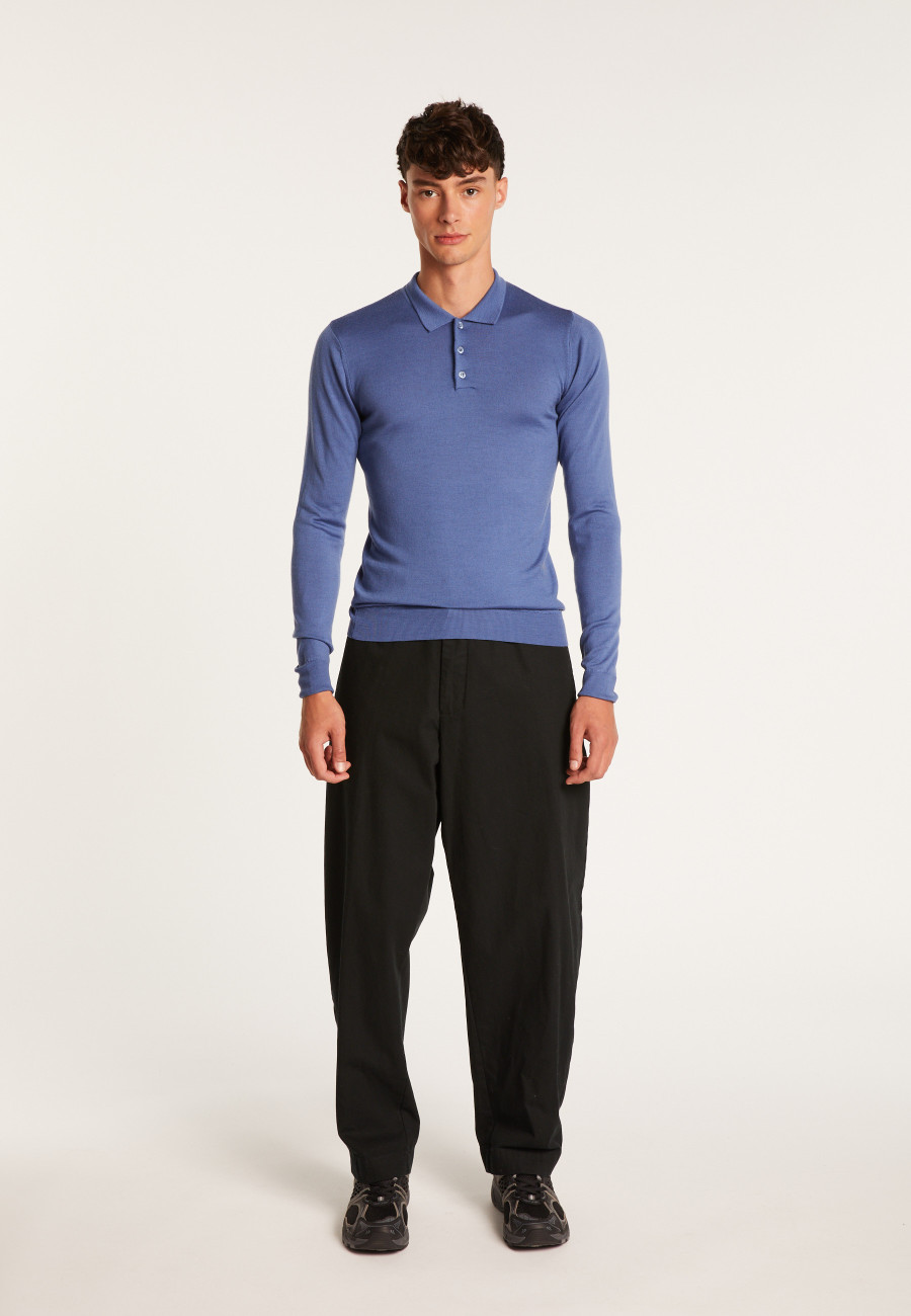 Polo homme 100% laine Evan Bleu foncé
