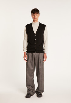 Sleeveless cardigan with logo in merino wool - Ernardo