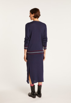 Gilet en laine côtelée - Emblème 6325 navy - 05 bleu marine