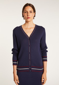 Gilet en laine côtelée - Emblème 6325 navy - 05 bleu marine