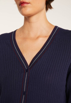 Gilet en laine côtelée - Emblème 6325 navy - 05 bleu marine