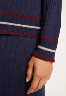 Gilet en laine côtelée - Emblème 6325 navy - 05 bleu marine