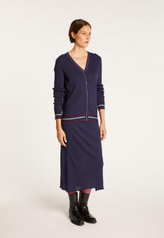Gilet en laine côtelée - Emblème 6325 navy - 05 bleu marine